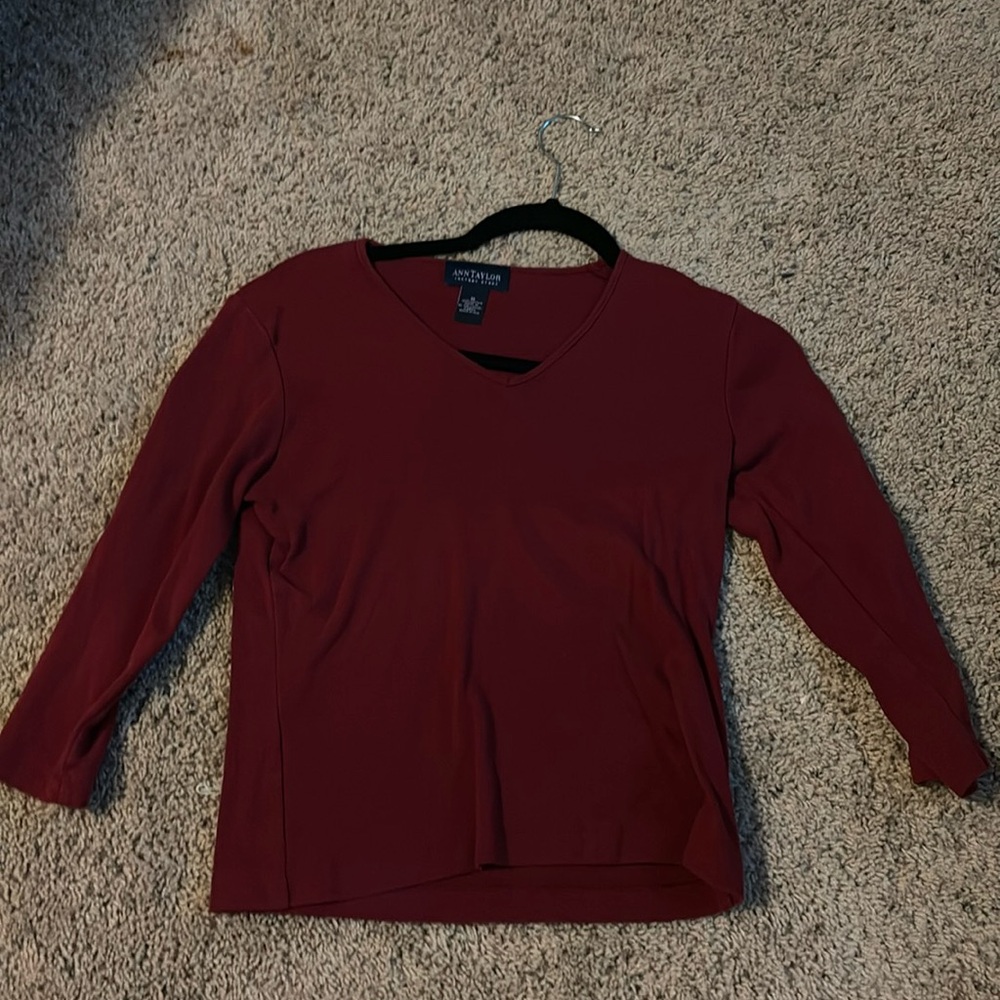 Solid dark red ann taylor vintage quarter sleeve